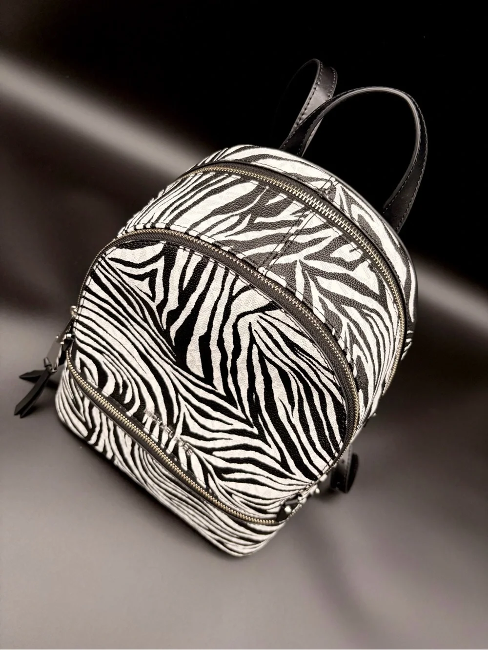 Michael Kors Rhea Medium Zebra Print Backpack Handbag Purse